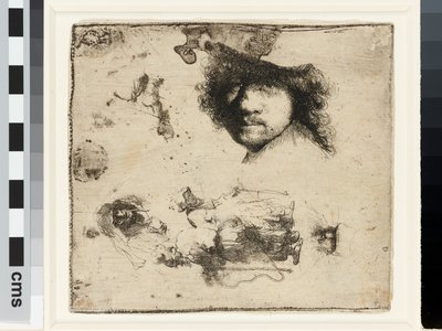 Blatt mit Studien von Rembrandt van Rijn