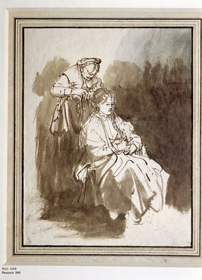 Junge Frau bei ihrer Toilette von Rembrandt Harmensz. van Rijn