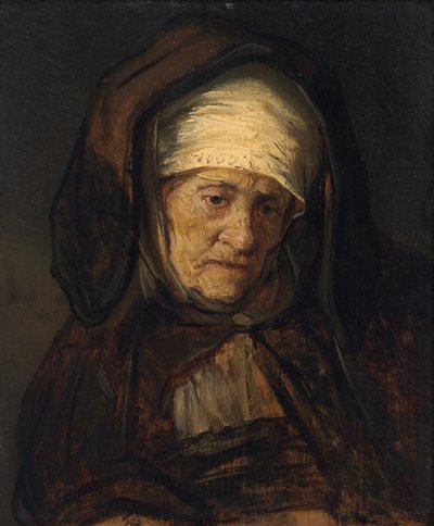 Kopf einer alten Frau, 1655-1660 von Rembrandt Workshop