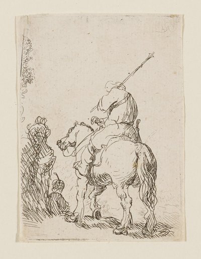 Ein Soldat mit Turban zu Pferd von Rembrandt van Rijn