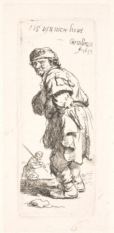 Ein Bauer: einer von einem Paar, der ruft von Rembrandt van Rijn