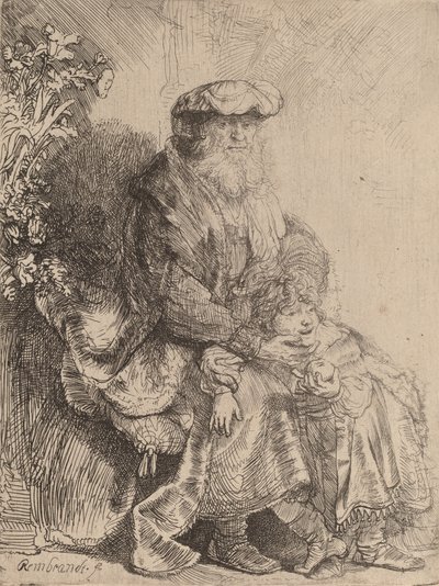 Abraham streichelt Isaak, ca. 1637 von Rembrandt van Rijn