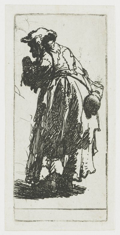Bettlerin mit einem Kürbis von Rembrandt van Rijn