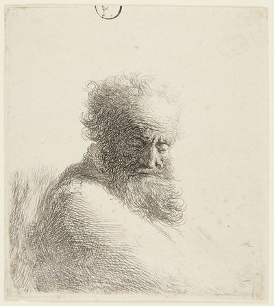 Büste eines alten Mannes, nach unten blickend, drei Viertel rechts von Rembrandt van Rijn