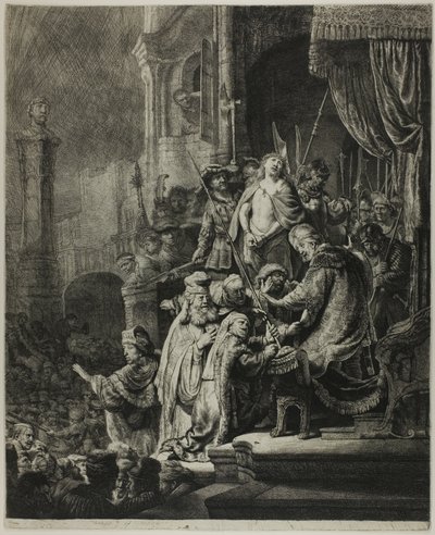 Christus vor Pilatus: Große Platte von Rembrandt van Rijn
