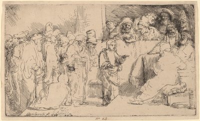 Christus im Disput mit den Doktoren: eine Skizze von Rembrandt van Rijn