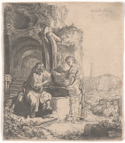 Christus und die Frau von Samaria unter Ruinen, 1634 von Rembrandt van Rijn