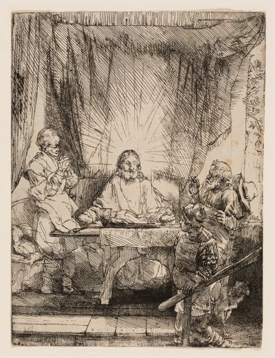 Christus in Emmaus: Die größere Platte von Rembrandt van Rijn