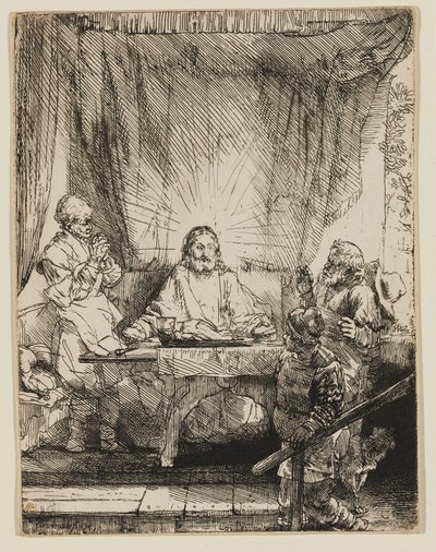 Christus in Emmaus: Die größere Platte von Rembrandt van Rijn