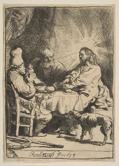 Christus in Emmaus: Die kleinere Platte, 1634 von Rembrandt van Rijn