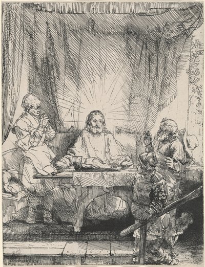 Christus in Emmaus: die größere Platte von Rembrandt van Rijn