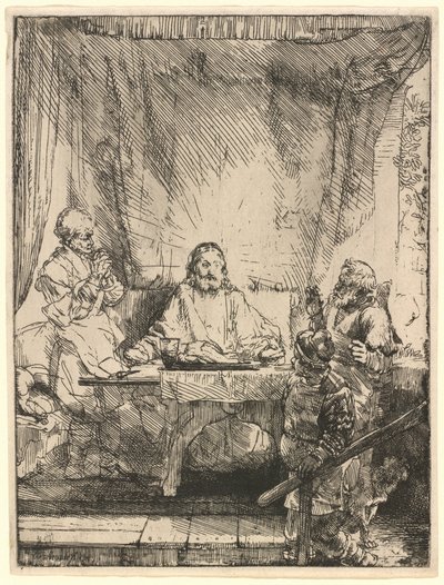 Christus in Emmaus: die größere Platte von Rembrandt van Rijn