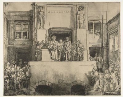 Christus dem Volk präsentiert: querformatige Platte von Rembrandt van Rijn