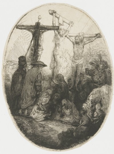 Christus gekreuzigt zwischen den zwei Mördern von Rembrandt van Rijn