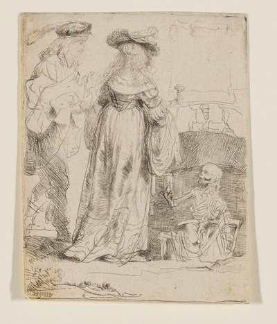 Der Tod erscheint einem verheirateten Paar aus einem offenen Grab von Rembrandt van Rijn
