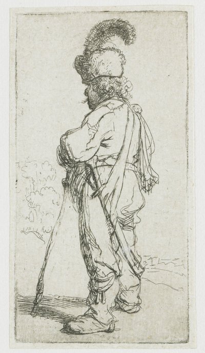 Ein Pole mit einem Stock von Rembrandt van Rijn