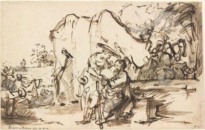 Eliezer und Rebecca am Brunnen von Rembrandt van Rijn