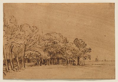Bauernhof unter Bäumen von Rembrandt van Rijn