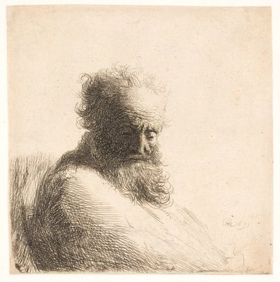 Alter, bärtiger Mann. Büste von Rembrandt van Rijn