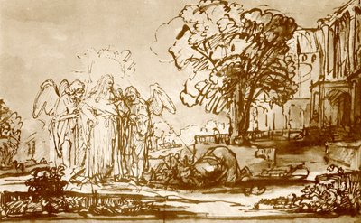 Gott der Vater erscheint Abraham von Rembrandt van Rijn