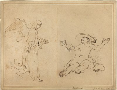 Hagar am Brunnen sitzend von Rembrandt van Rijn