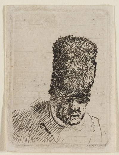 Kopf eines alten Mannes mit hoher Pelzmütze: Büste von Rembrandt van Rijn