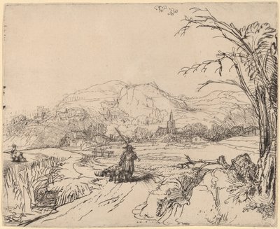 Landschaft mit Jäger und Hund von Rembrandt van Rijn