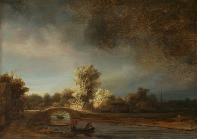 Landschaft mit einer Steinbrücke von Rembrandt van Rijn