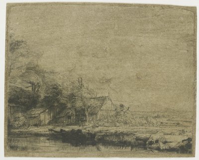 Landschaft mit trinkender Kuh von Rembrandt van Rijn