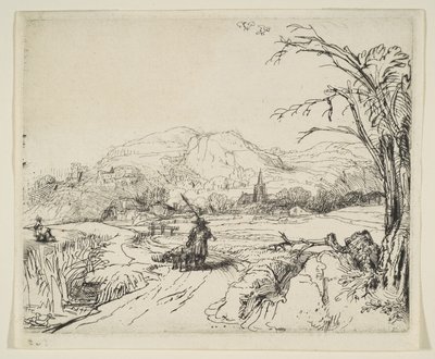 Landschaft mit einem Hirten und einem Hund, ca. 1653 von Rembrandt van Rijn