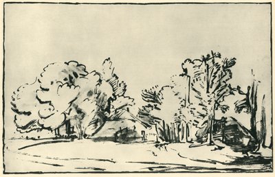 Landschaft mit zwei Hütten, ca. 1650-1655, 1943 von Rembrandt van Rijn
