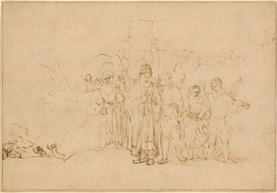 Lot und seine Familie verlassen Sodom von Rembrandt van Rijn