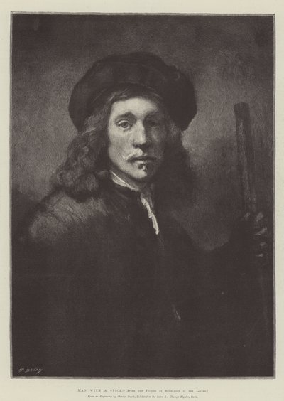 Mann mit einem Stock von Rembrandt van Rijn