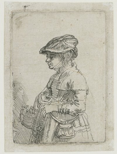 Mädchen mit Korb von Rembrandt van Rijn