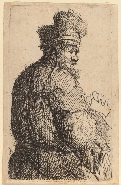 Alter Mann von hinten gesehen, Profil nach rechts von Rembrandt van Rijn