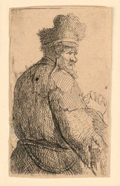 Alter Mann von hinten gesehen, Profil nach rechts: Halbfigur von Rembrandt van Rijn