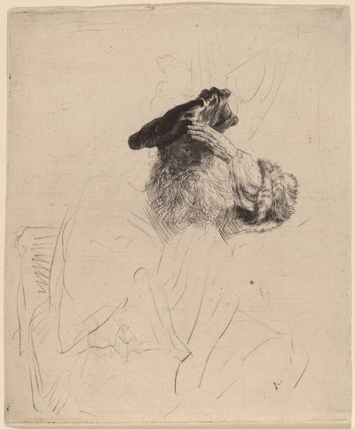 Alter Mann, der seine Augen mit der Hand abschirmt, ca. 1639 von Rembrandt van Rijn