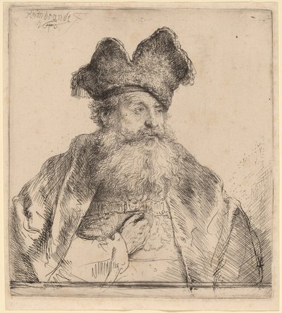 Alter Mann mit geteilter Pelzmütze von Rembrandt van Rijn