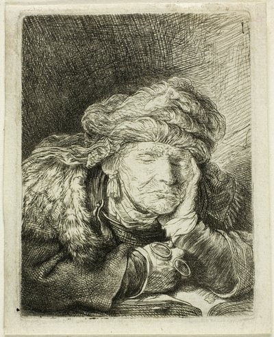 Schlafende alte Frau von Rembrandt van Rijn