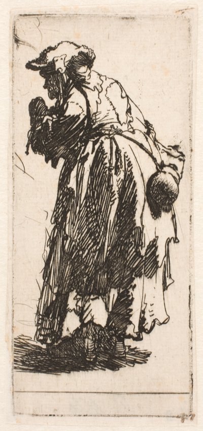 Alte Bettlerin mit Kürbis von Rembrandt van Rijn