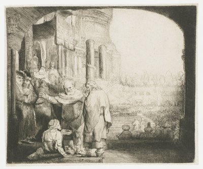 Petrus und Johannes heilen den Gelähmten am Tempeltor von Rembrandt van Rijn