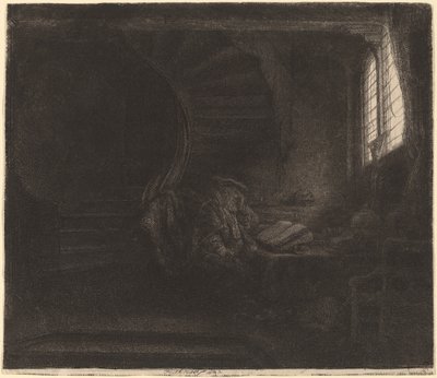 Heiliger Hieronymus in einer dunklen Kammer von Rembrandt van Rijn
