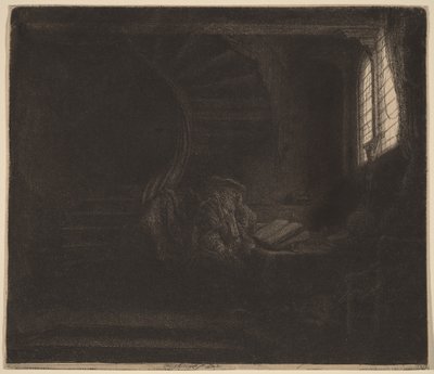 Heiliger Hieronymus in einer dunklen Kammer von Rembrandt van Rijn