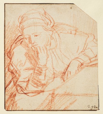 Saskia am Tisch sitzend von Rembrandt van Rijn