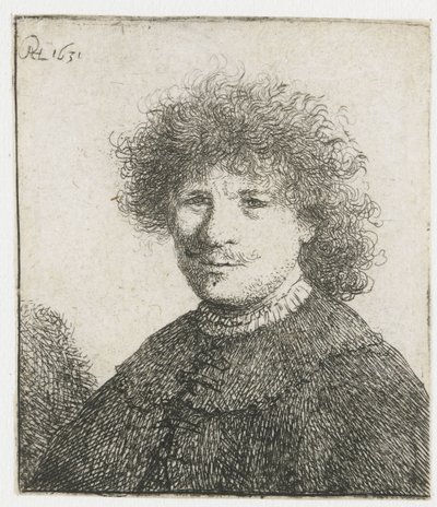 Selbstporträt im Mantel mit fallendem Kragen: Büste von Rembrandt van Rijn