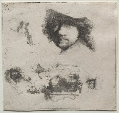 Blatt mit Studien: Selbstporträt, ein Bettlerpaar usw., ca. 1632 von Rembrandt van Rijn