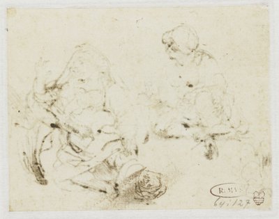 Kleine Studie des Kopfes der kranken Frau von Rembrandt van Rijn