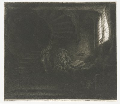 Heiliger Hieronymus in einer dunklen Kammer von Rembrandt van Rijn