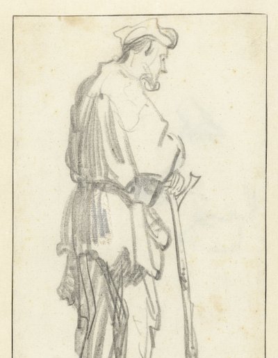 Stehender Mann mit Stock, nach rechts gewandt von Rembrandt van Rijn