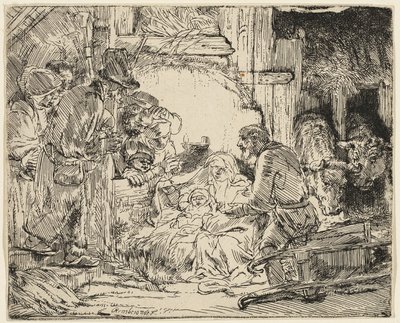 Die Anbetung der Hirten: Mit der Lampe von Rembrandt van Rijn